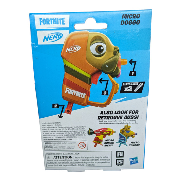 NERF Fortnite Mirco Doggo Dart Gun Microshots Blaster Hasbro Epic Games Pug - Picture 5 of 5